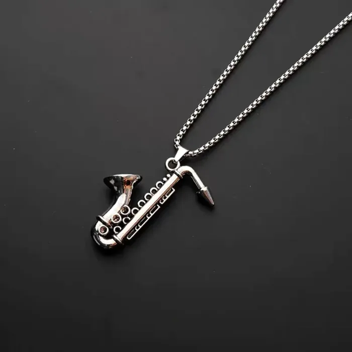 Stainless Steel Saxophone Musical Instrument Pendant Necklace For Men Fashion Personality Punk Hip Hop Rock Jewelry - Image 4