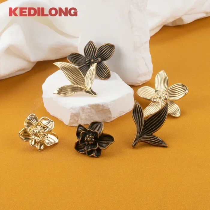 KEDLO European Light Luxury Flower Zinc Alloy Drawer Gold  Knob Furniture Hardware Kitchen Cabinet Vintage Bronze Pull Handle - Image 2