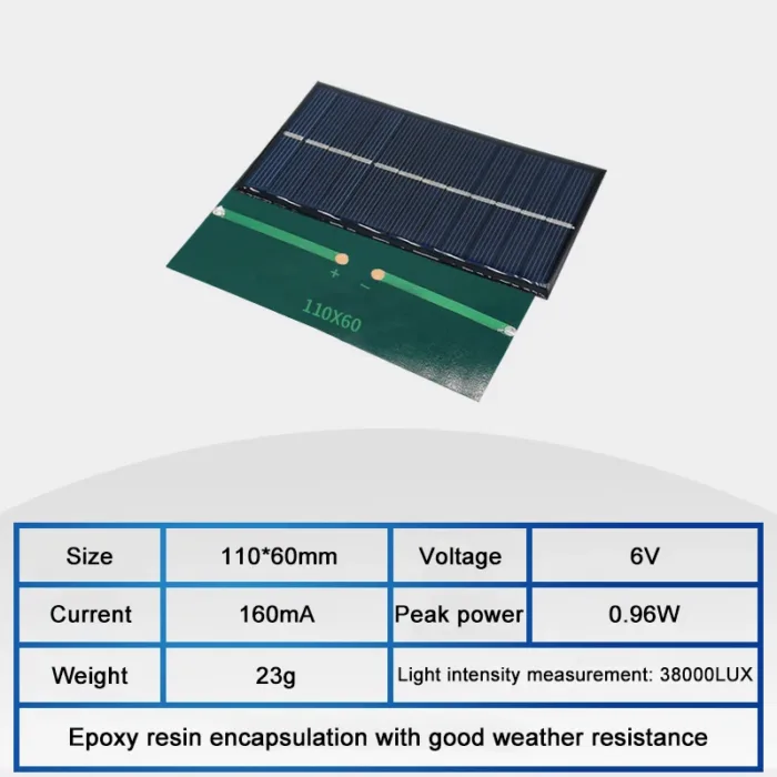 Wholesale 6V Mini Solar Panel 70mA 100mA 150mA 210mA 250mA 500mA 550mA Solar Cell Epoxy Board DIY Battery Power Charger Module - Image 11