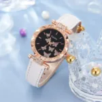 6/1pcs Set Women Watch Ring Necklace Earrings Bracelet Set Watches Butterfly Leather Strap Ladies Quartz WristWatch (No Box) - Image 6