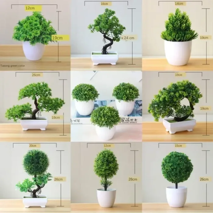 Green Artificial Plants Bonsai Small Tree Pot Plants Simulation Plastic Flowers Potted Ornaments Home Hotel Garden Decoration - Image 1