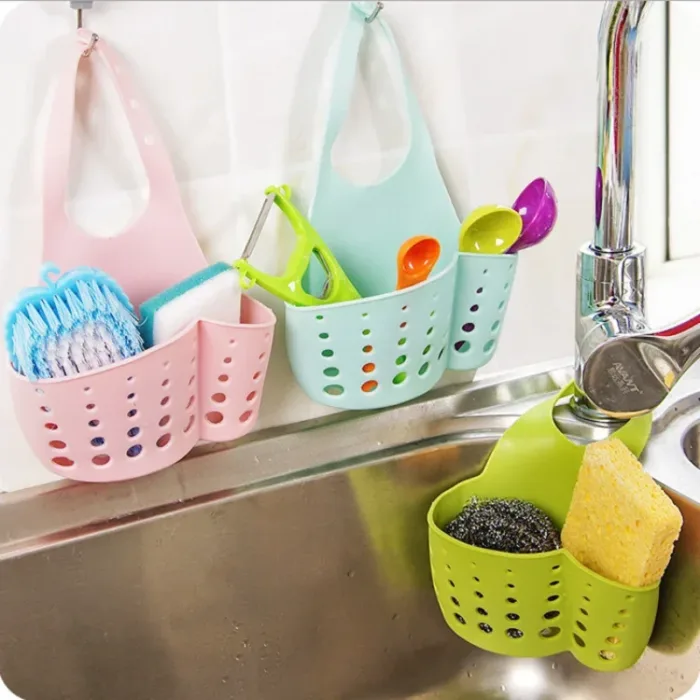 Home Storage Drain Basket Kitchen Sink Holder Adjustable Soap Sponge Shlf Hanging Drain Basket Bag Kitchen Accessories - Image 1