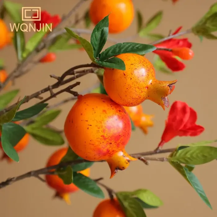 1PC Simulation 5 Heads Pomegranate Fruit,Home Living Room Decoration, New Year's Red Bonsai Decoration Artificial Flowers - Image 6