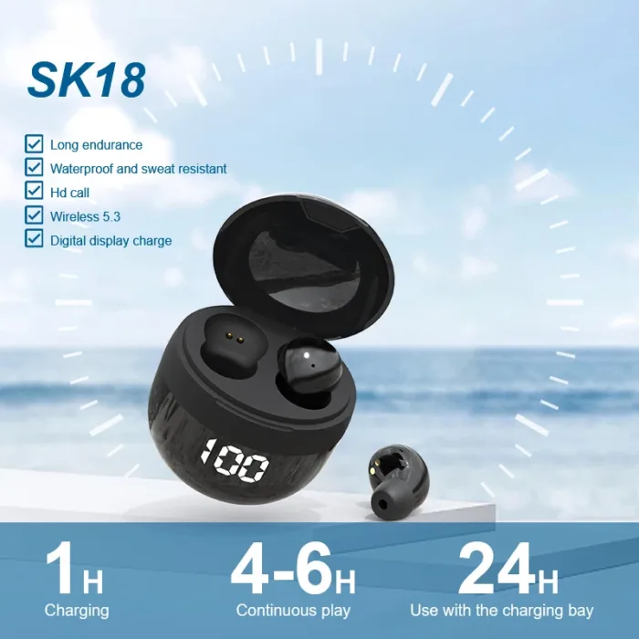 SK18 Heavy Bass Headphones Wireless Bluetooth Earphones Sleeping Headset With Mic Noise Reduction Mini Earbuds For Xiaomi Redmi - Image 5