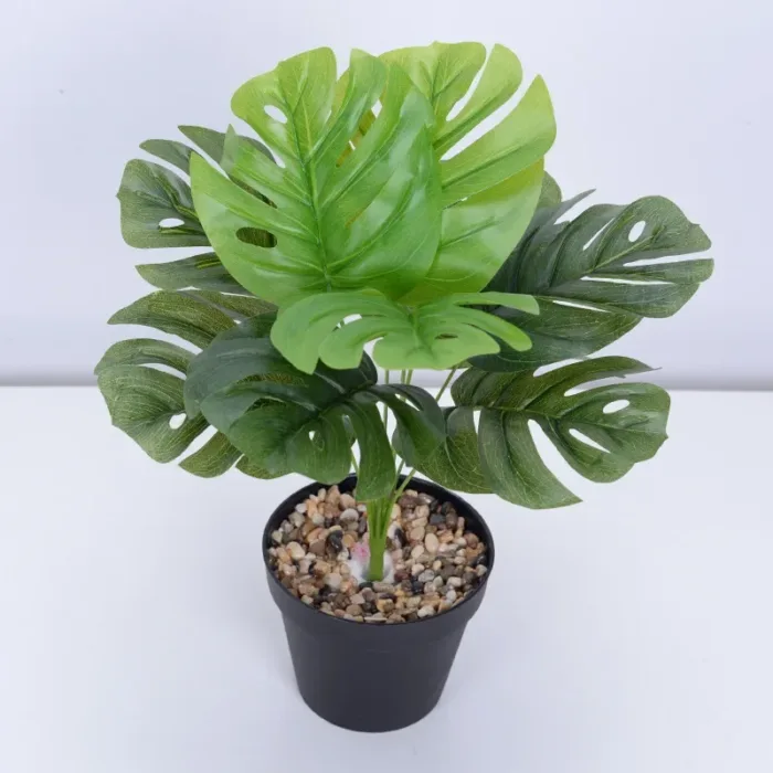 Artificial Plants Green Palm Leaves Monstera Home Garden Living Room Bedroom Balcony Decoration Tropical Plastic Fake Plant Long - Image 3