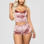 Women Sexy Nightwear Oil Shiny Lingerie Set Super Soft Sleepwear Sleeveless Short Underwear Casual Crop Tops Breath Pajamas Set - Image 10