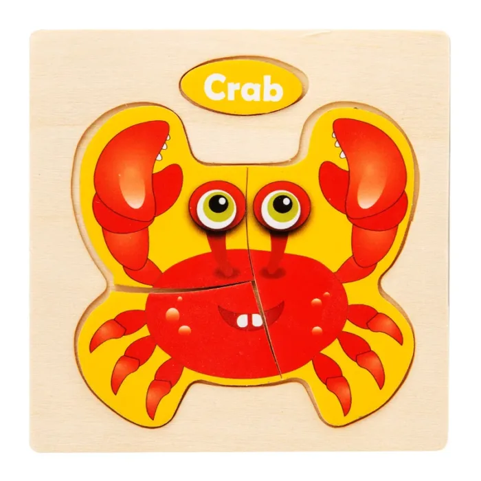 Montessori Wooden 3D Jigsaw Puzzle Cartoon Animals Children Learning Cognition Intelligence Puzzle Game Educational Toy for Kids - Image 12