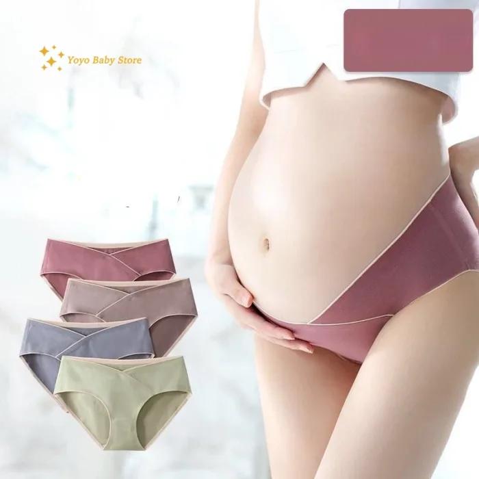 Cotton Maternity Briefs Across V Low Waist Belly Underwear for Pregnant Women 100 KG Can Wear Pregnancy Panties Intimates - Image 1