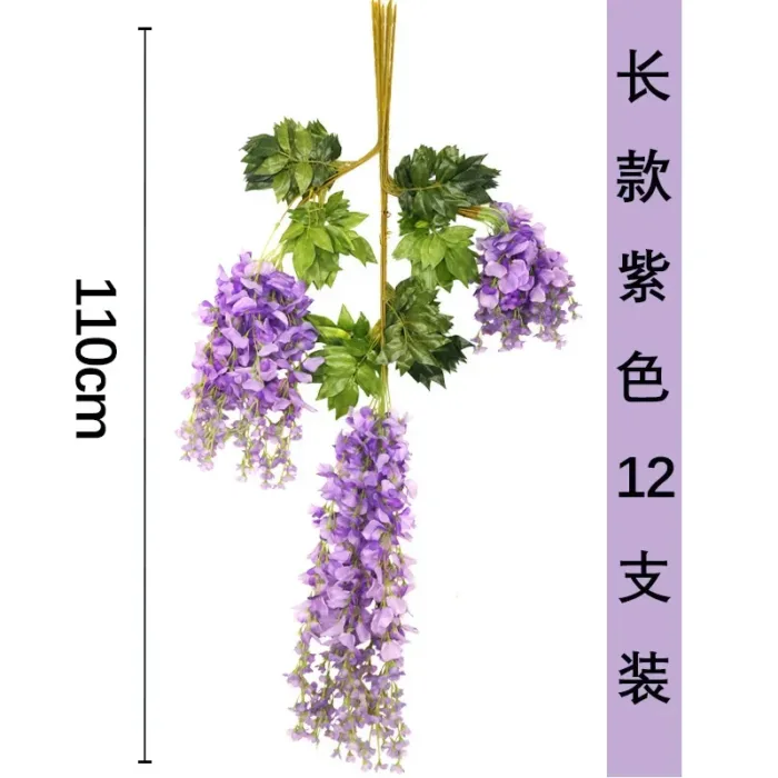 110cm Artificial Flowers Wisteria Vine Wholesale Trailing Fake Flower String For Home Wedding Party Decor Silk Wisteria Garland - Image 6