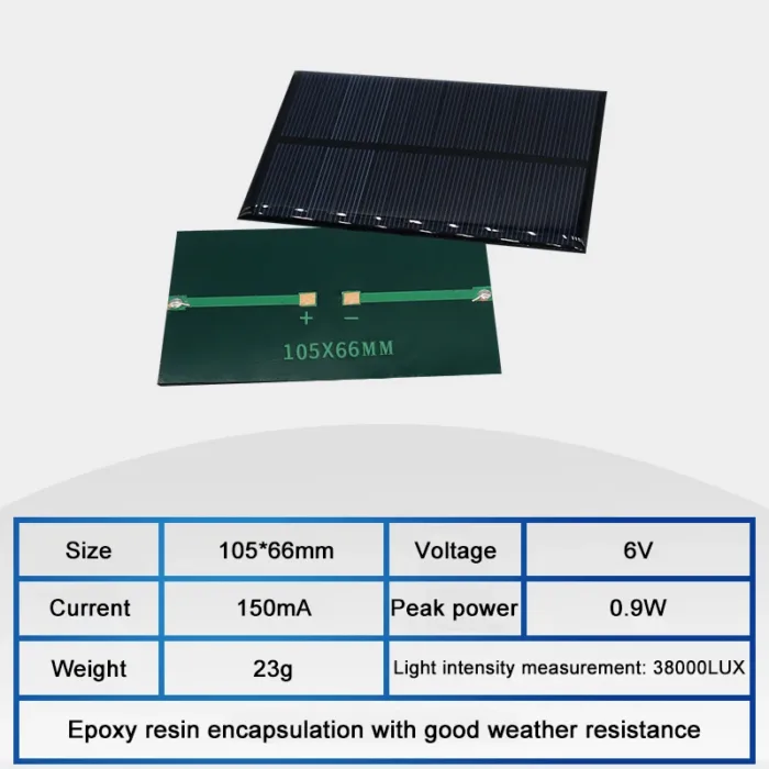 Wholesale 6V Mini Solar Panel 70mA 100mA 150mA 210mA 250mA 500mA 550mA Solar Cell Epoxy Board DIY Battery Power Charger Module - Image 10