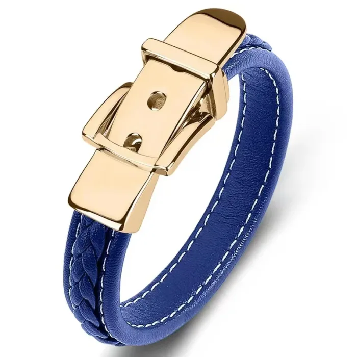 European and American Style Belt Buckle Stainless Steel Trendy Punk Style Men's Bracelet Multicolor Wide Leather Rope Bracelet - Image 10