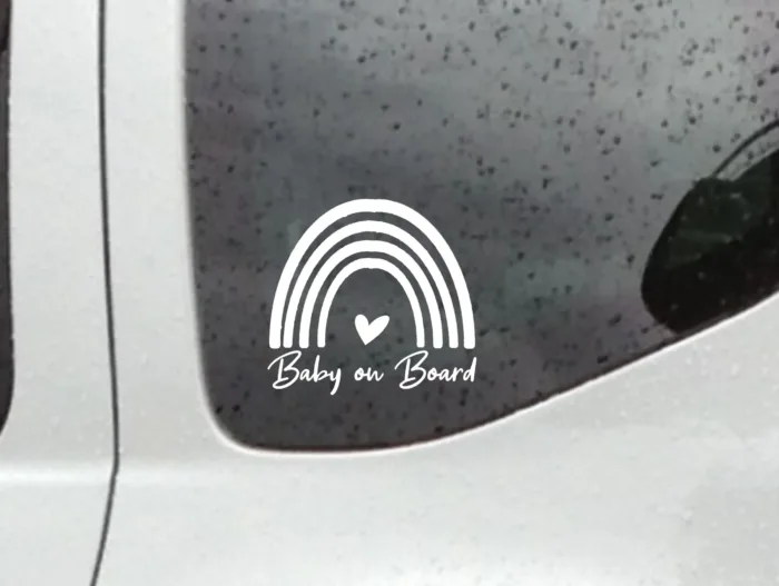 Baby Sticker | Baby on Board |  parents pregnant boy girl stroller van station wagon rainbow grandpa grandma family - Image 1