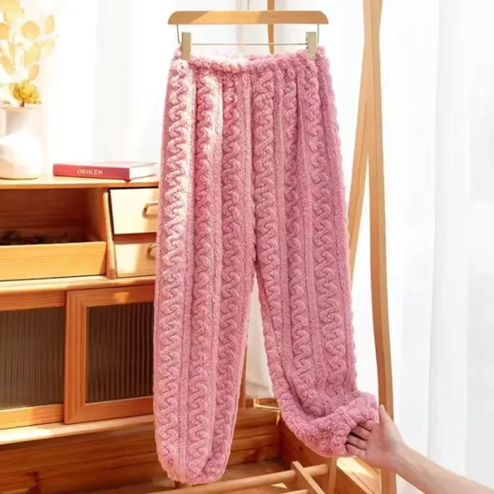 Autumn Women Solid Warm 2 Piece Sets Thicken Velvet Ribbed Fleece Set Pullover And Pants Women Casual Pajama Sets 2024 - Image 11