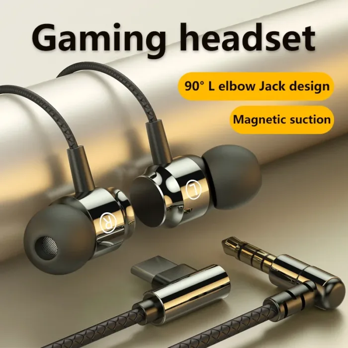 Falcon L Jack Magnetic Suction Wired Gaming Headset HiFi Bass Stereo 3.5mm Type-C Music Headset For Phone Computer Mic Headset - Image 1