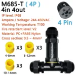 IP68 waterproof cable connector M682 2 in 2 out 2Pin 3Pin 4Pin 5Pin Electrical Terminal Adapter Wire Connector LED Light - Image 21