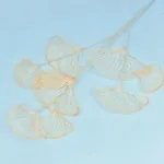 1PC Three-pronged Fan Leaf Netting Artificial Gold Ginkgo Eucalyptus Holly For Wedding Arch Flower Arrangement Party Decor - Image 10