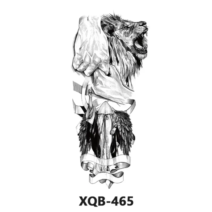 210 * 114mm Dragon, Snake, Lion Tattoo Sticker For Men And Women Black And White Color Transfer Printing Temporary Tattoos Art - Image 8