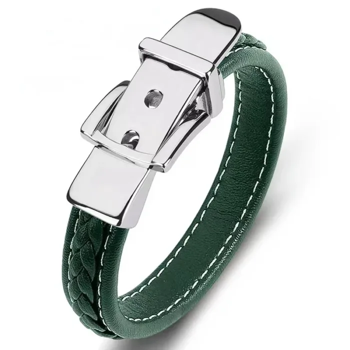 European and American Style Belt Buckle Stainless Steel Trendy Punk Style Men's Bracelet Multicolor Wide Leather Rope Bracelet - Image 18