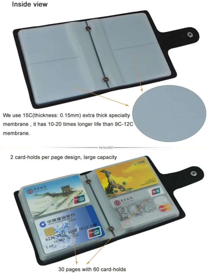 100% Genuine Leather Credit Card Holder Men Card Wallet ID Holder Women Business Card Case Large capacity with 60 Slots MC-902 - Image 6
