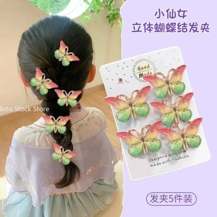5PCS Sweet Stereoscopic Color Gradient Cute Baby Hairpins Kids Hair Clips Children Headwear Princess Barrette Girls Accessories - Image 8