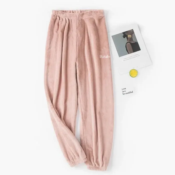 Autumn Women Solid Warm 2 Piece Sets Thicken Velvet Ribbed Fleece Set Pullover And Pants Women Casual Pajama Sets 2024 - Image 21