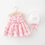 2Piece Summer Clothes Baby Girl Beach Dresses Casual Fashion Print Cute Bow Flower Princess Dress+Hat Newborn Clothing Set BC171 - Image 5