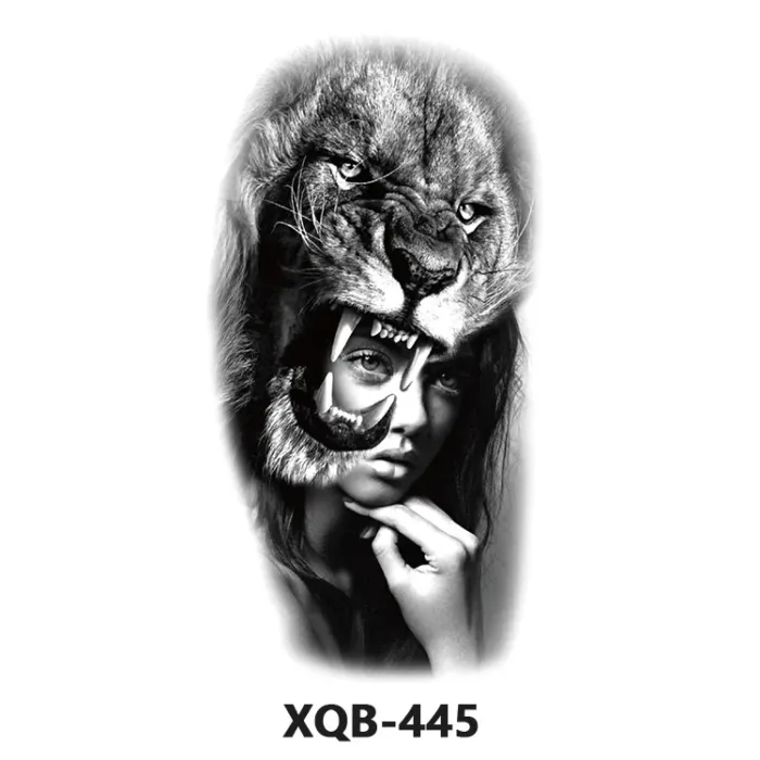 210 * 114mm Dragon, Snake, Lion Tattoo Sticker For Men And Women Black And White Color Transfer Printing Temporary Tattoos Art - Image 34