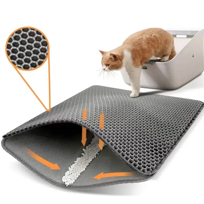 Pet Cat Litter Mat Waterproof Double Layer Cat Litter Trapping Pet Litter Box Mat Clean Pad Products For Cats Accessories - Image 7