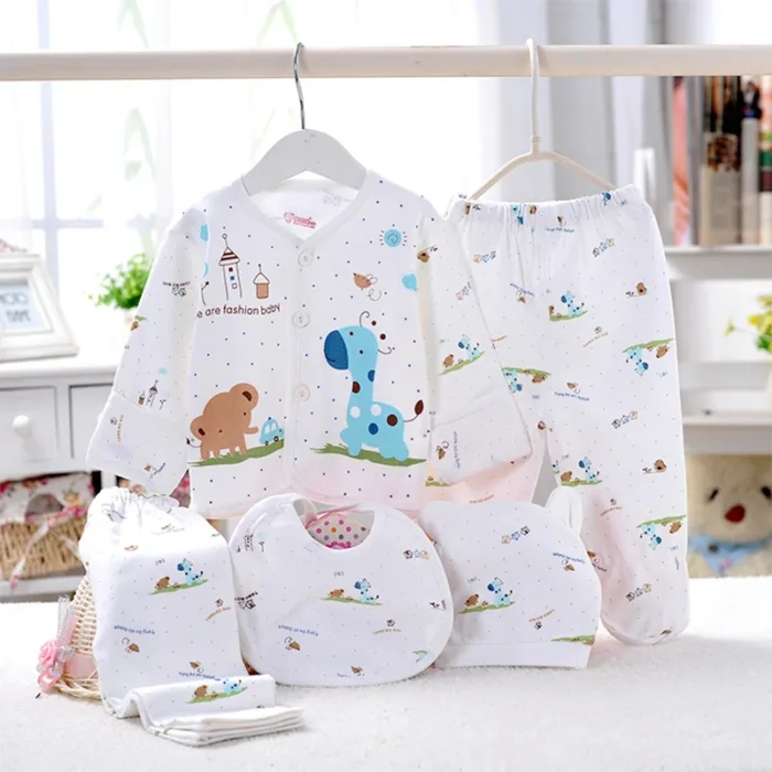 5Piece Sets Spring Autumn Newborn Girls Boy Clothes Casual Cartoon Cute Print Cotton Tops+Pants Baby Boutique Clothing BC1477-1 - Image 2