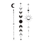 Adhesive Tattoo Waterproof Moon Pattern Temporary Tattoo with Plant-based Adhesive Long-lasting Body Art Fake Tattoos for Easy