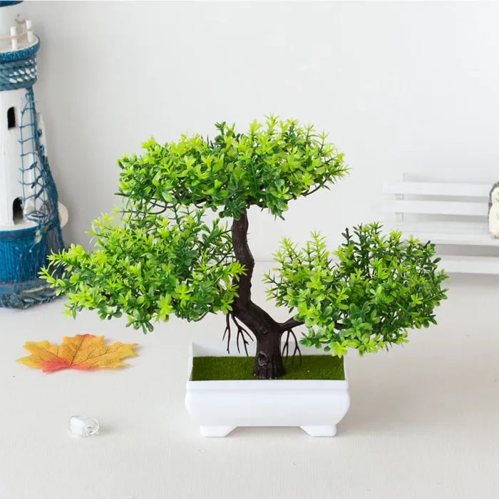 Artificial Plastic Plants Bonsai Small Tree Pot Fake Plant Potted Flower Garden Arrangement Ornaments Room Home Table Decoration - Image 1