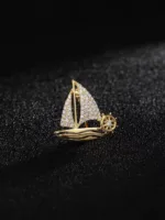 Exquisite Small Sailboat Brooch Pins for Women Men Unisex Rhineston Zircon Lapel Pins Successful Badge Party Suit Jewelry Gifts - Image 4