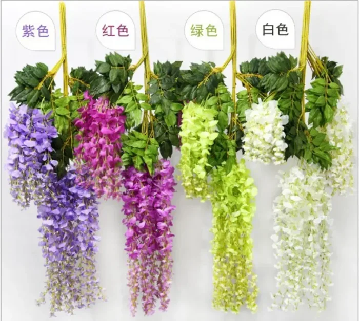 110cm Artificial Flowers Wisteria Vine Wholesale Trailing Fake Flower String For Home Wedding Party Decor Silk Wisteria Garland - Image 2