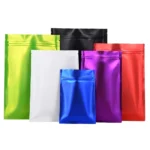 100Pcs Matte Aluminum Mylar Foil Zip Lock Bag Tear Notch Resealable Smell Proof for Coffee Bean Candy Snack Food Tea Packaging