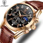 POEDAGAR Men Watches 2021 New Fashion Leather Waterproof Luminous Top Brand Luxury Mens Quartz Wristwatch Relogio Masculino - Image 2