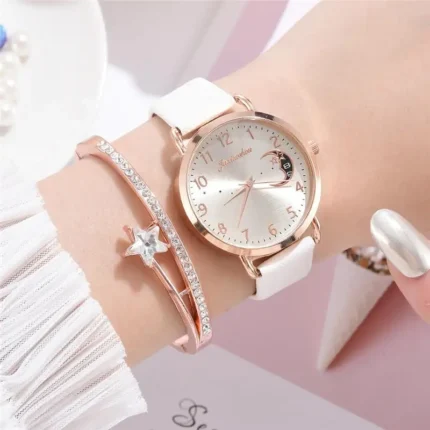 Women Fashion White Watch Quartz Leather Ladies Wristwatches 2023 New Brand Simple Number Dial Woman Clock Montre Femme