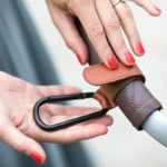 Convenient Baby Stroller Hooks Clips Stroller Accessories Aluminum Alloy Carabiner for Hanging Diaper Bags PU Leather - Image 5
