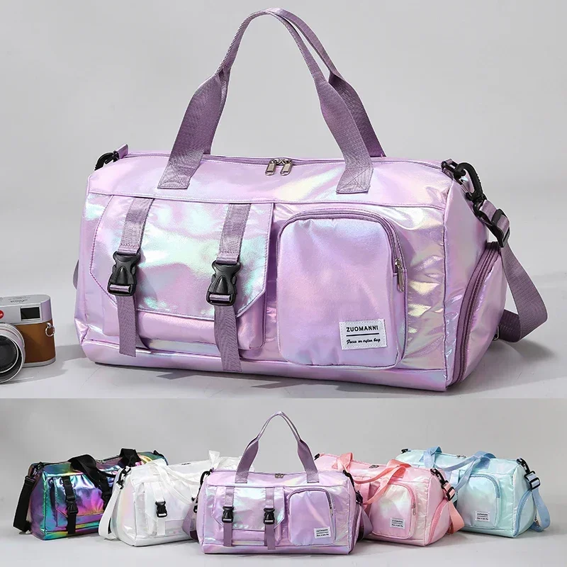 S02d6b015293447c6ba9d438b107aa59bq.webp Holographic Glamour Duffel Bag - Spacious,Stylish Shoulder Tote with Shoe Compartment for Effortless Weekend Escapes - - Image 1