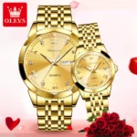 OLEVS 9931 Diamond Roman Scale Watch For Men Women Rhombus Mirror Auto Date Couple Watches Luxury Waterproof Original Hand Clock - Image 2