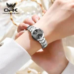 OPK 8105 Couple Quartz Watch Classic Fashion Waterproof Glow Tungsten Steel Band Luxury Date Week Men's and Women's Couple Watch - Image 4