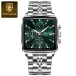 POEDAGAR Business Men Clock Waterproof Luminous Calendar Chronograph Square Man Watch Stainless Steel Quartz Men's Watches Reloj - Image 8