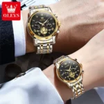 OLEVS Top Luxury Brand Quartz Couple Watch Waterproof Watch Lover Gift Nightglow Classic Date Week Clock His or Her Set Watch - Image 3