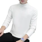 Half High Collar Long Sleeves Top Stretchy Men T-shirt Autumn Winter Double Sided Velvet Bottoming Business Top - Image 8