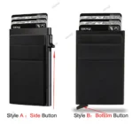 Rfid Credit Card Holder Wallet Metal Thin Slim Bank Card Case Men Women Pop Up Minimalist Wallet Small Black Purse Metal Vallet - Image 2