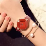Small Rhombus Leather Ladies Watch Women Wrist Decoration Watches Diamond Gold Clock Saat Relogio Feminino Bayan Kol Saati - Image 5