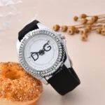 Luxury Brand DQG Women's Watch Leather Strap Rhinestone Inlay Dial Fashion Quartz Watch for Women Gift Clock - Image 2