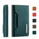 Green Three Fold Card Holder Case Retro PU Leather Credit Cards Holders Bag Business Multiple Slots Magnetic Suction Small Pack