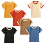 100% Cotton Small Children Summer Short Sleeve T shirt Boys Girls Color Matching Soft Comfy Tops Tees Kids T-shirts Casual - Image 6
