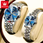 OLEVS 9931 Diamond Roman Scale Watch For Men Women Rhombus Mirror Auto Date Couple Watches Luxury Waterproof Original Hand Clock - Image 7