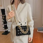 Luxury Plaid Thick Chain Mini Square Bag - Designer INS Style, Fashion Leather Trendy Single Shoulder Crossbody Women's Bag - Image 5